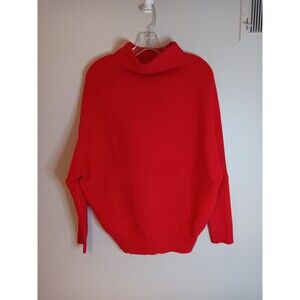Blu Ivy Mock Neck Ribbed Sweater Red Sz Medium
